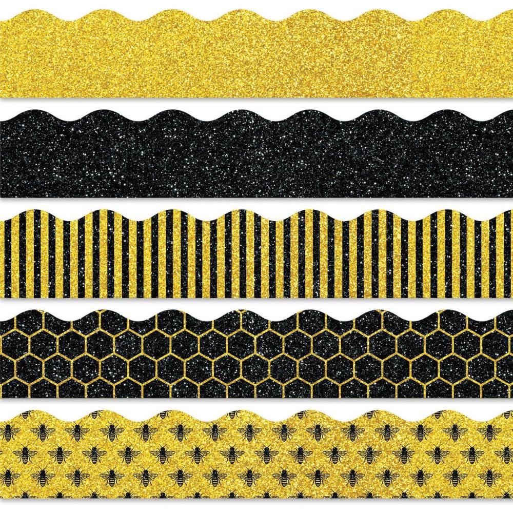 imageWhaline 69Ft Christmas Glitter Bulletin Board Borders 5 Designs Shine Stripe Dot Red Green Gold Merry Christmas Decoration Trim Bulletin Board Stickers for School Classroom Office Party DecorationSummer