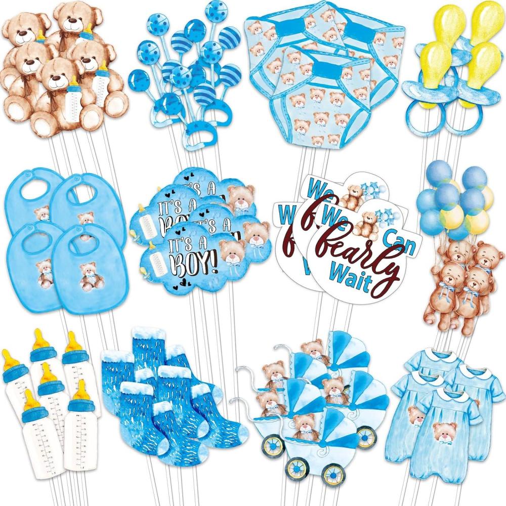 imageWhaline 72Pcs Preppy Cupcake Topper 12 Designs Pink Face Star Lightning Lips Cupcake Picks Preppy Boho Y2k Food Picks with Sticks Glue Point for Girl Birthday Bachelorette Party Supplies Cake DecorBaby Bear