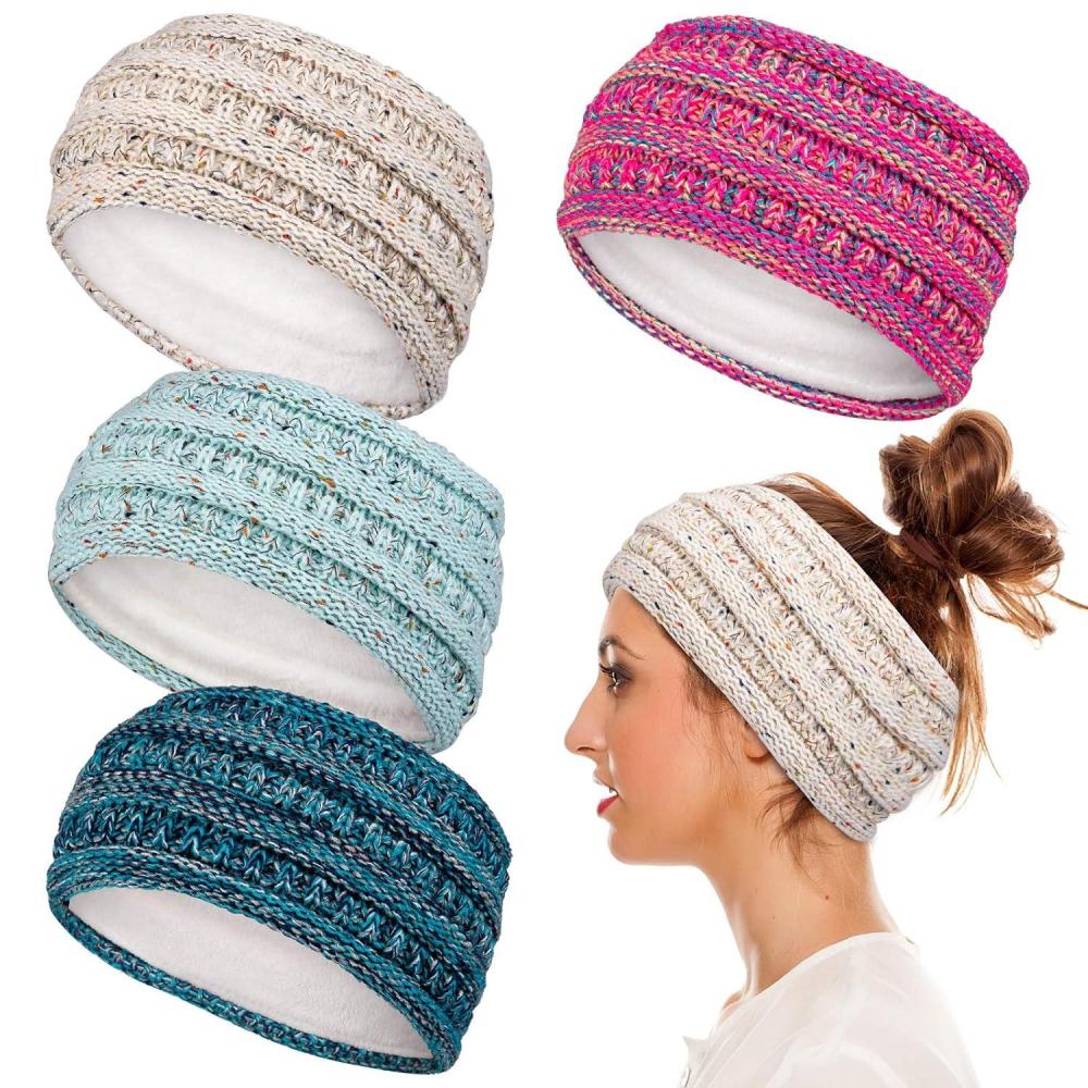 imageWhaline Ear Warmer Headband for Women Pink Blue Confetti Thick Crochet for Men Women Girl Outdoor Sports Skiing Camping Hiking 4 Pack