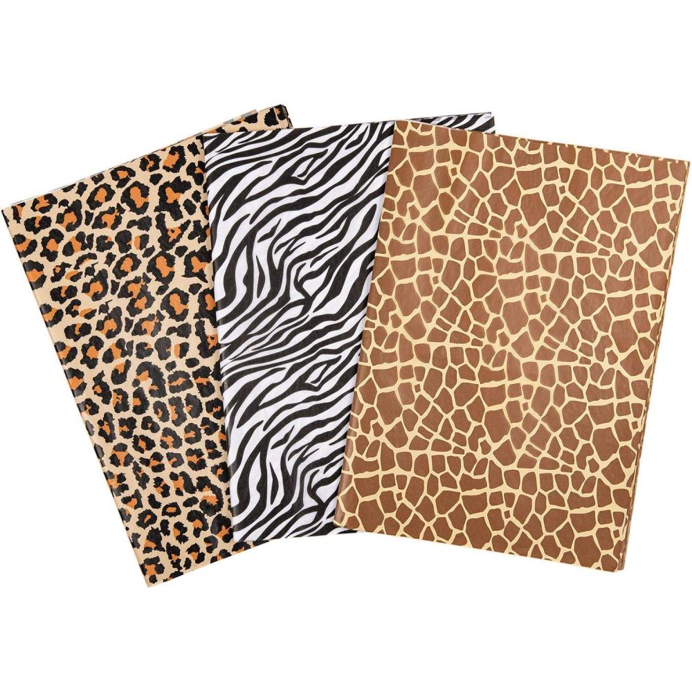 imageWhaline Gift Wrapping Tissue Paper 90 Sheets Animal Skin Prints Leopard Zebra Giraffe 1378x1969 inches for Birthday Baby Shower New Year