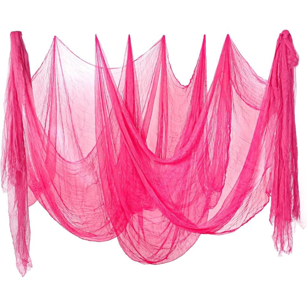 imageWhaline Halloween Black Creepy Cloth 276 x 87 inch Spooky Halloween Decoration Black Spooky Fabric Cloth Windows Doorways Scary Gauze for Haunted Houses Yard Wall Indoor Outdoor Party Decor SuppliesPink