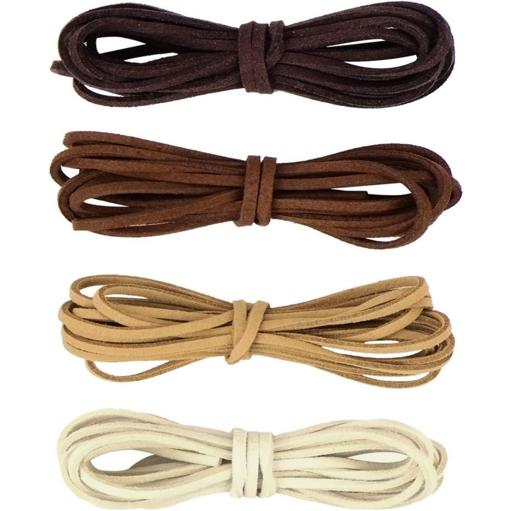 imageWhaline Leather Cord Suede String for Bracelet Necklace Beading Jewelry DIY Handmade Crafts 4 Pieces 4 Colors2mm x 2m