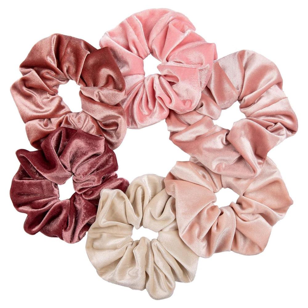 imageWhaline Pastel Hair Scrunchies Large Velvet Elastic Scrunchy Bobbles Ice Cream Color Hair Bands Soft Hair Ties Hair Accessories for Girls Women 6 ColorsBlush Color