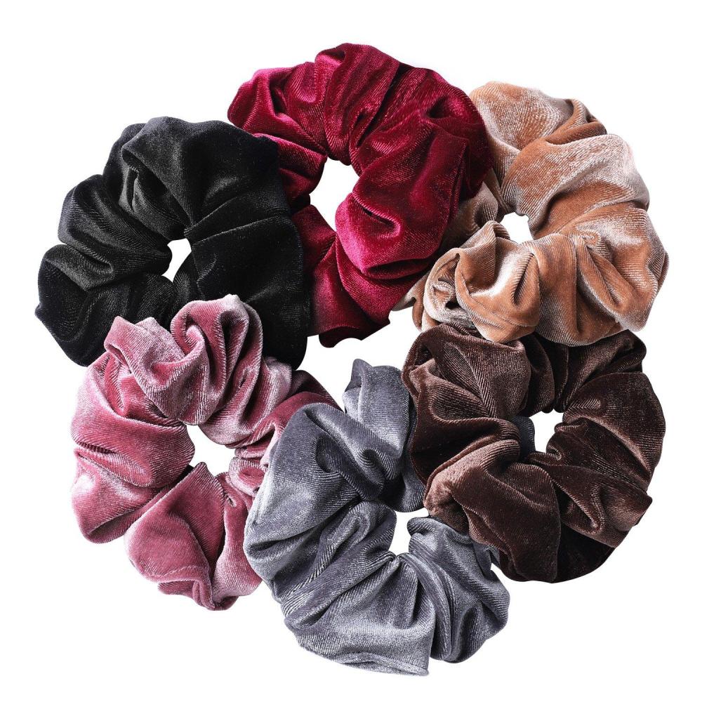 imageWhaline Pastel Hair Scrunchies Large Velvet Elastic Scrunchy Bobbles Ice Cream Color Hair Bands Soft Hair Ties Hair Accessories for Girls Women 6 ColorsDark Color