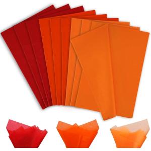 Whaline 120 Sheet Gradient Green Tissue Paper Assorted Green Gift Wrapping Paper 15 x 20 Inch Gift Wrap Tissue Paper Art Paper Crafts for DIY Gift Wrapping Birthday Easter Wedding Baby Showe, 3 Colors(Red Orange)