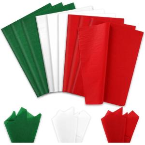 Whaline 120 Sheet Gradient Green Tissue Paper Assorted Green Gift Wrapping Paper 15 x 20 Inch Gift Wrap Tissue Paper Art Paper Crafts for DIY Gift Wrapping Birthday Easter Wedding Baby Showe, 3 Colors(Christmas Color)