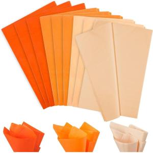 Whaline 120 Sheet Gradient Green Tissue Paper Assorted Green Gift Wrapping Paper 15 x 20 Inch Gift Wrap Tissue Paper Art Paper Crafts for DIY Gift Wrapping Birthday Easter Wedding Baby Showe, 3 Colors(Orange Series)