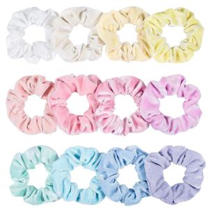 Whaline 12Pcs Blush Theme Scrunchies Velvet Elastics for Women Pink Bobbles Soft Lovers Scrunchy Classic Thick Hair Bands Ties Gifts for Teenage Girls(Pastel Color)