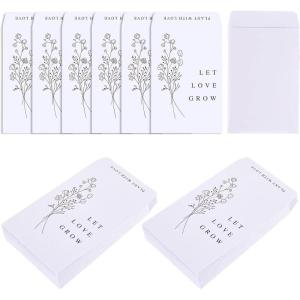 Whaline 200 Pack Wedding Favor Packets Let Love Grow Self-Adhesive White Envelope Minimalist Storage Packets for Wedding Garden Office Gift Party Supplies, 3.5 x 2.4 Inch