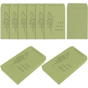 Whaline 200Pcs Self Adhesive Wedding Favor Packets Let Love Grow Green Envelope Minimalist Storage Pockets for Garden Office Gift Party Supplies, 3.5 x 2.4 Inch(Green)