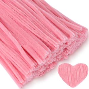 Whaline 300Pcs Pink Pipe Cleaners Blush Pink Chenille Stems Light Toned Decorative DIY Craft Set for Holiday Art Party Decor, 12 x 0.2 Inch(Blush Pink)