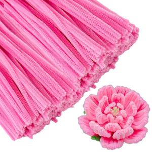 Whaline 300Pcs Pink Pipe Cleaners Blush Pink Chenille Stems Light Toned Decorative DIY Craft Set for Holiday Art Party Decor, 12 x 0.2 Inch(Light Pink)