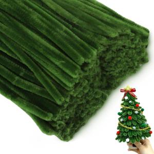 Whaline 300Pcs Pink Pipe Cleaners Blush Pink Chenille Stems Light Toned Decorative DIY Craft Set for Holiday Art Party Decor, 12 x 0.2 Inch(Olive Green)