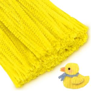 Whaline 300Pcs Pink Pipe Cleaners Blush Pink Chenille Stems Light Toned Decorative DIY Craft Set for Holiday Art Party Decor, 12 x 0.2 Inch(Yellow)