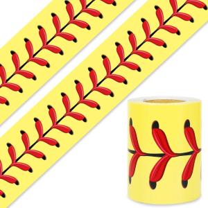 Whaline 32.8ft Baseball Bulletin Board Borders Sport Theme Die-Cut Bulletin Board Baseball Patterned Rolled Trim Border for Sport Party Back to School Classroom Office Chalkboard Decoration(Yellow Baseball)