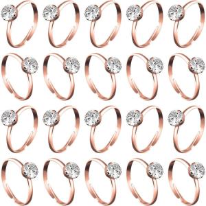 Whaline 36 Packs Diamond Engagement Rings Bridal Shower Rings for Wedding Table Decorations, Party Supply, Favor Accents, Cupcake Toppers(Rose Gold)