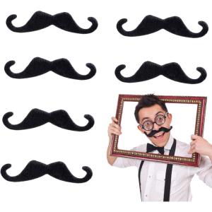 Whaline 5 Inch Large Self Adhesive Fake Mustaches Novelty Black Mustache for Masquerade Costume Party (6 Pieces)