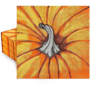 Whaline 50Pcs Halloween Skull Paper Napkins Dancing Skeleton Pumpkin Black Disposable Luncheon Dinner Table Napkins for Holiday Trick or Treat Party Decor Supplies(Pumpkin)