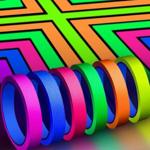 Whaline 6 Colors Neon Gaffer Cloth Tape, Fluorescent Rainbow Color UV Blacklight Tape for UV Party (0.6 inch x 35 feet)(0.6 inch x 35 feet)