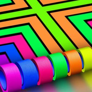 Whaline 6 Colors Neon Gaffer Cloth Tape, Fluorescent Rainbow Color UV Blacklight Tape for UV Party (0.6 inch x 35 feet)(1 inch x 16.5 feet)