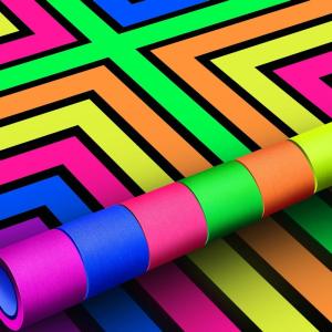 Whaline 6 Colors Neon Gaffer Cloth Tape, Fluorescent Rainbow Color UV Blacklight Tape for UV Party (0.6 inch x 35 feet)(2 Inch x 16.5 feet)