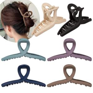 Whaline 6 Morandi Color 4.3 Inch Nonslip Jaw Strong Hold Matte Butterfly Clamp Hair Styling Accessories for Women Girls – Thin, Thick, Fine Hair