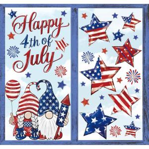 Whaline 6 Sheet Halloween Window Clings Black Orange Evil Scarecrow Pumpkin Truck Reusable Window Decals for Home Office School Glass Decor(4th of July)