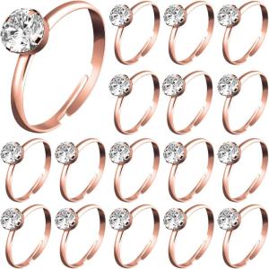 Whaline 72Pcs Diamond Rings, Adjustable Engagement Rings Rose Gold Wedding Decorations for Wedding Table Decorations, Bridal Shower Game and Party Favors(Rose Gold)