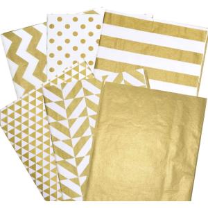Whaline 90 Sheets Gold Tissue Paper Bulk, Metallic Gift Wrapping Paper for Christmas New Year Birthday Party Arts Crafts DIY Weddings Bridal Showers(Gold)