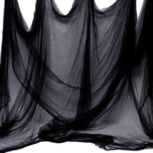Whaline Halloween Black Creepy Cloth 276 x 87 inch Spooky Halloween Decoration Black Spooky Fabric Cloth Windows Doorways Scary Gauze for Haunted Houses Yard Wall Indoor Outdoor Party Decor Supplies(Black)