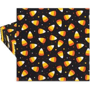 Whaline Halloween Guest Napkins 4.3×7.8 Inch Candy Corn Disposable Orange Black Hand Towel Paper Napkins for Dinner Party Supplies, 80Pcs(6.5X6.5inch)