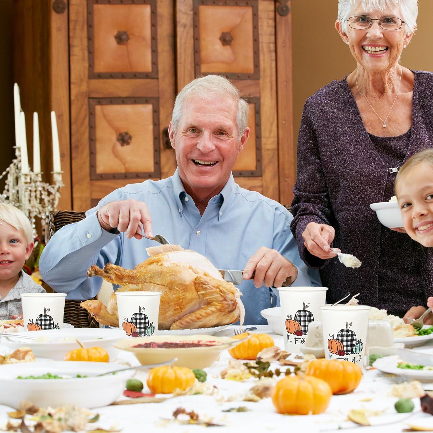 imageWhaline 100Pcs Fall Pumpkin Paper Cups 9 Oz Thanksgiving Pumpkin Disposable Paper Cups Autumn Harvest Pumpkins Party Cups for Juice Coffee Hot Cold Drink Autumn Thanksgiving Party Supplies12oz