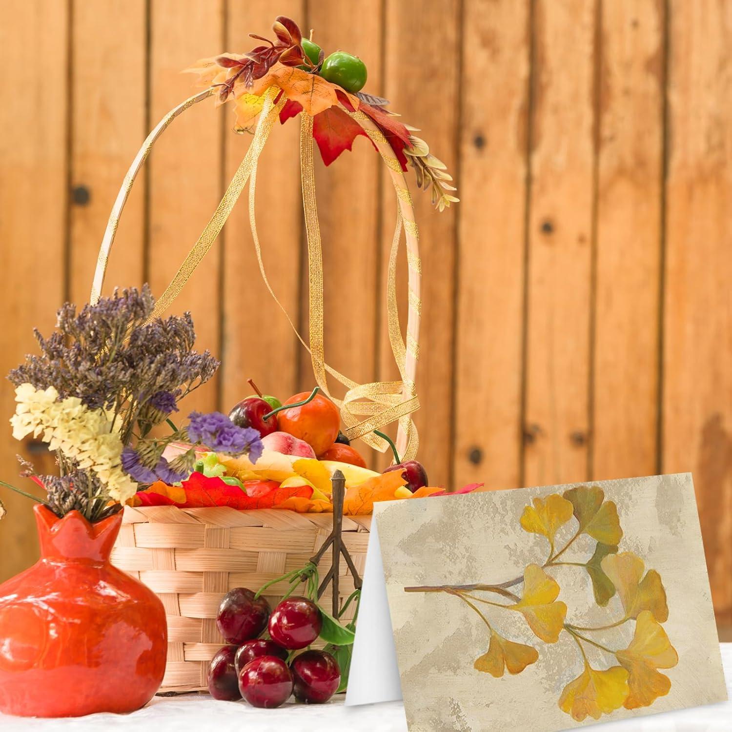 imageWhaline 32 Pack Fall Greeting Cards Retro Autumn Leaves Note Cards with Envelopes Stickers for Thanksgiving Harvest Wedding Birthday Baby Shower