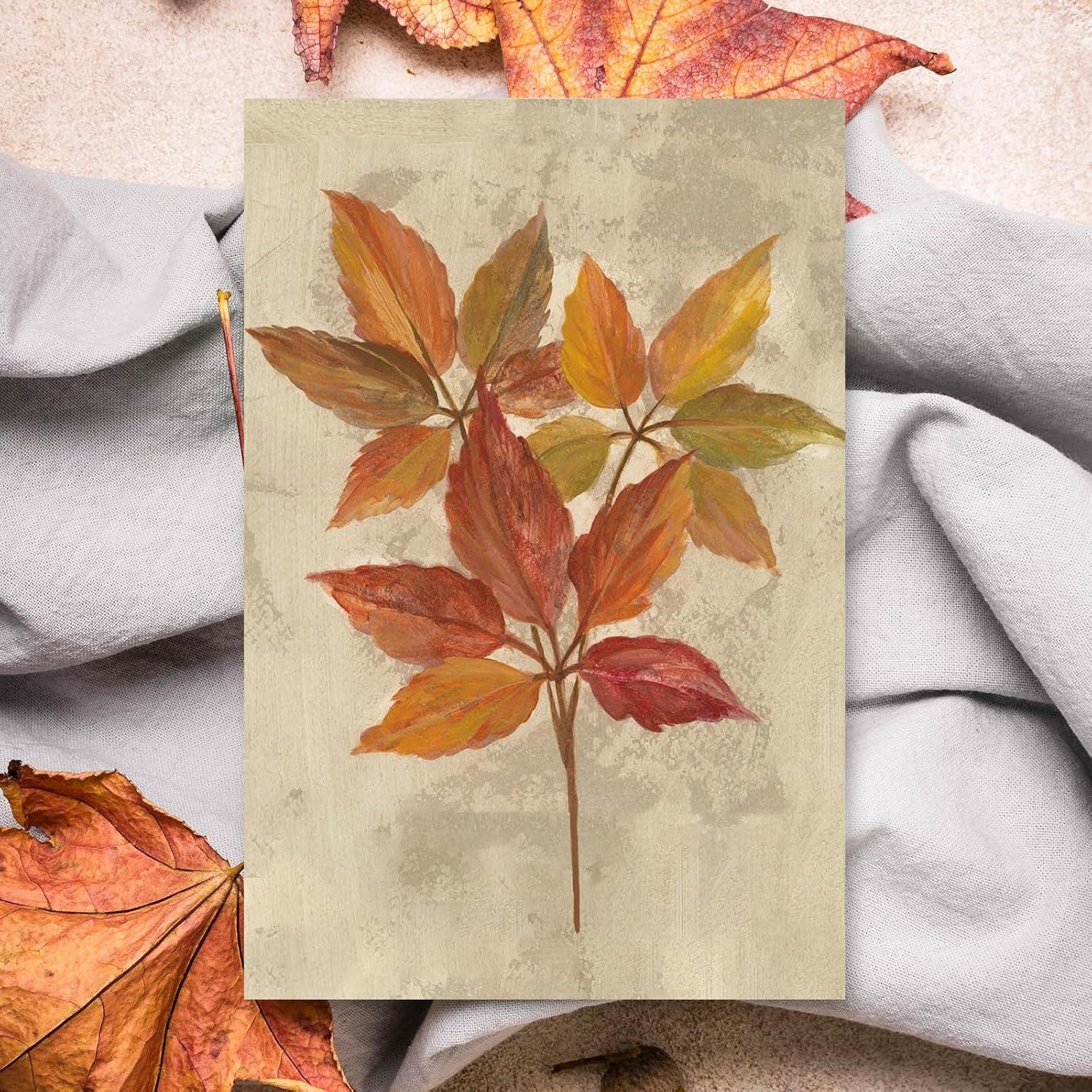 imageWhaline 32 Pack Fall Greeting Cards Retro Autumn Leaves Note Cards with Envelopes Stickers for Thanksgiving Harvest Wedding Birthday Baby Shower