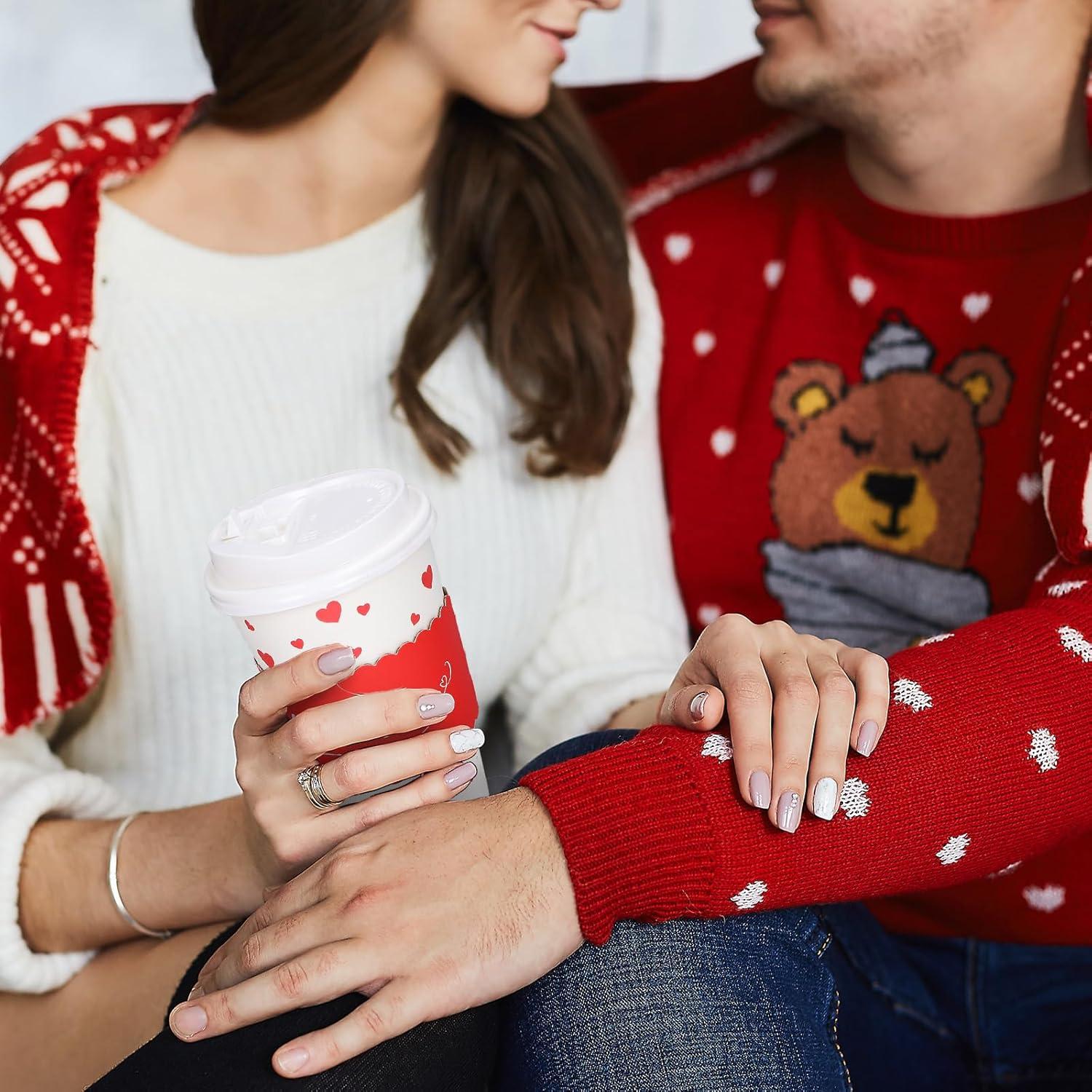 imageWhaline 50Pcs Fall Thanksgiving Pumpkin Disposable Coffee Cups with Lids and Sleeves PinkOrange Pumpkin Paper Drinking Cups for Autumn Restaurant Travel Business SuppliesValentine s Day