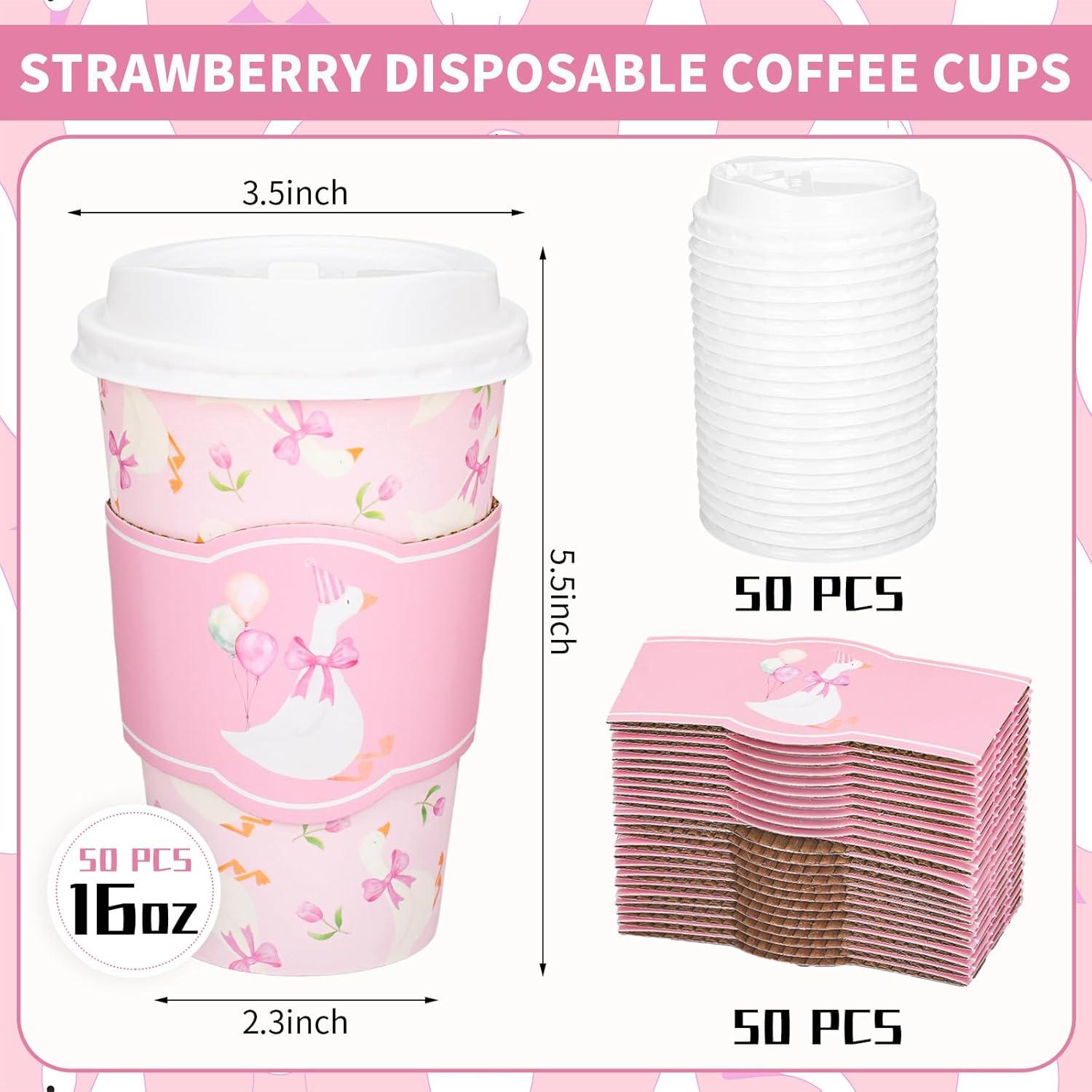 imageWhaline 50Pcs Fall Thanksgiving Pumpkin Disposable Coffee Cups with Lids and Sleeves PinkOrange Pumpkin Paper Drinking Cups for Autumn Restaurant Travel Business SuppliesOne Silly Goose