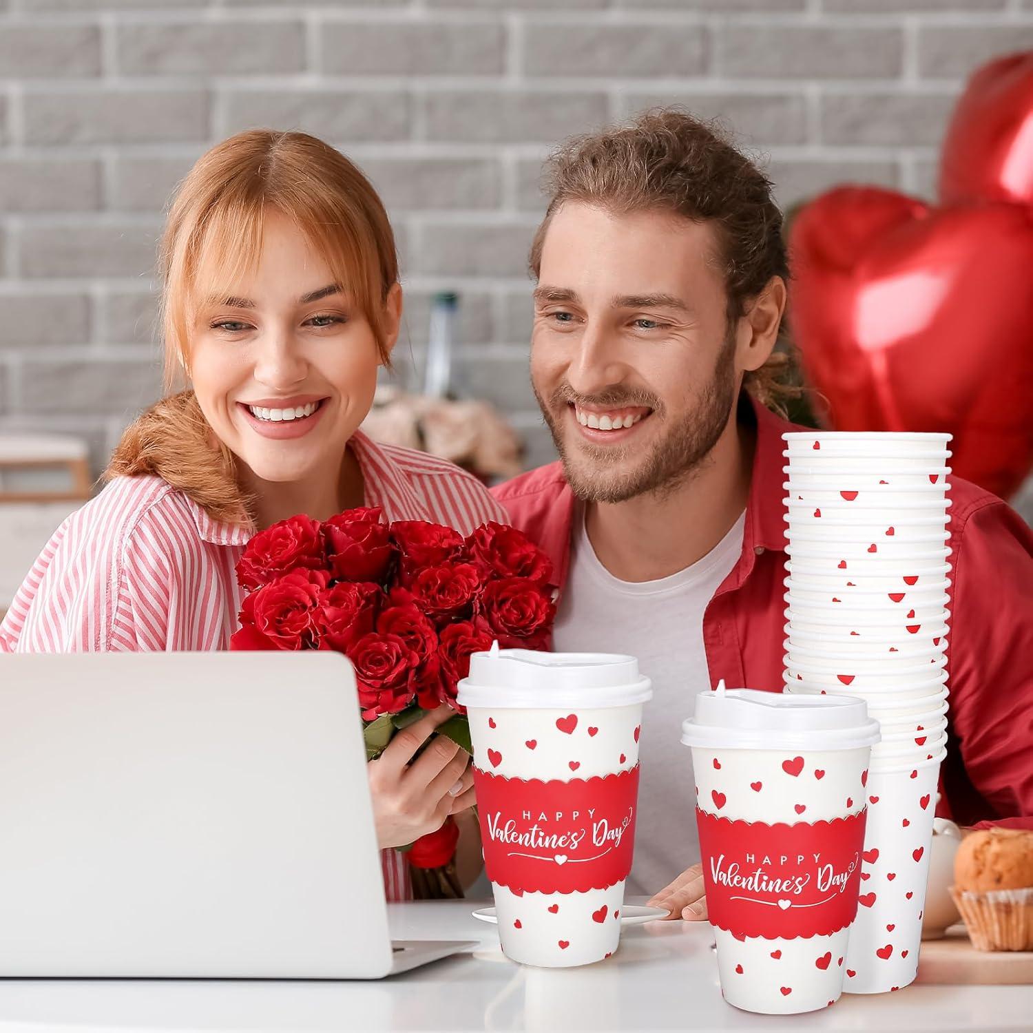 imageWhaline 50Pcs Fall Thanksgiving Pumpkin Disposable Coffee Cups with Lids and Sleeves PinkOrange Pumpkin Paper Drinking Cups for Autumn Restaurant Travel Business SuppliesValentine s Day