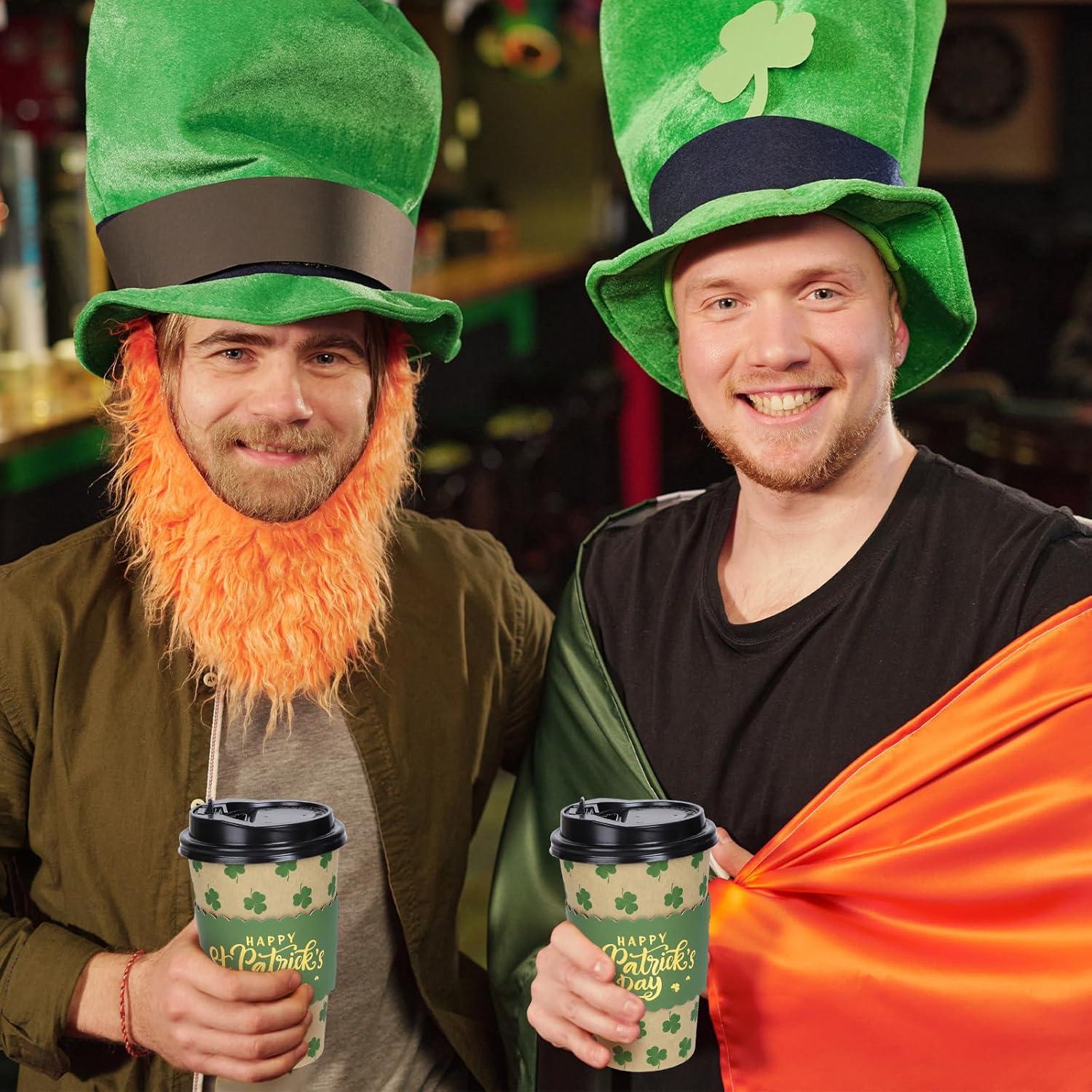 imageWhaline 50Pcs Fall Thanksgiving Pumpkin Disposable Coffee Cups with Lids and Sleeves PinkOrange Pumpkin Paper Drinking Cups for Autumn Restaurant Travel Business SuppliesSt Patrick s Day