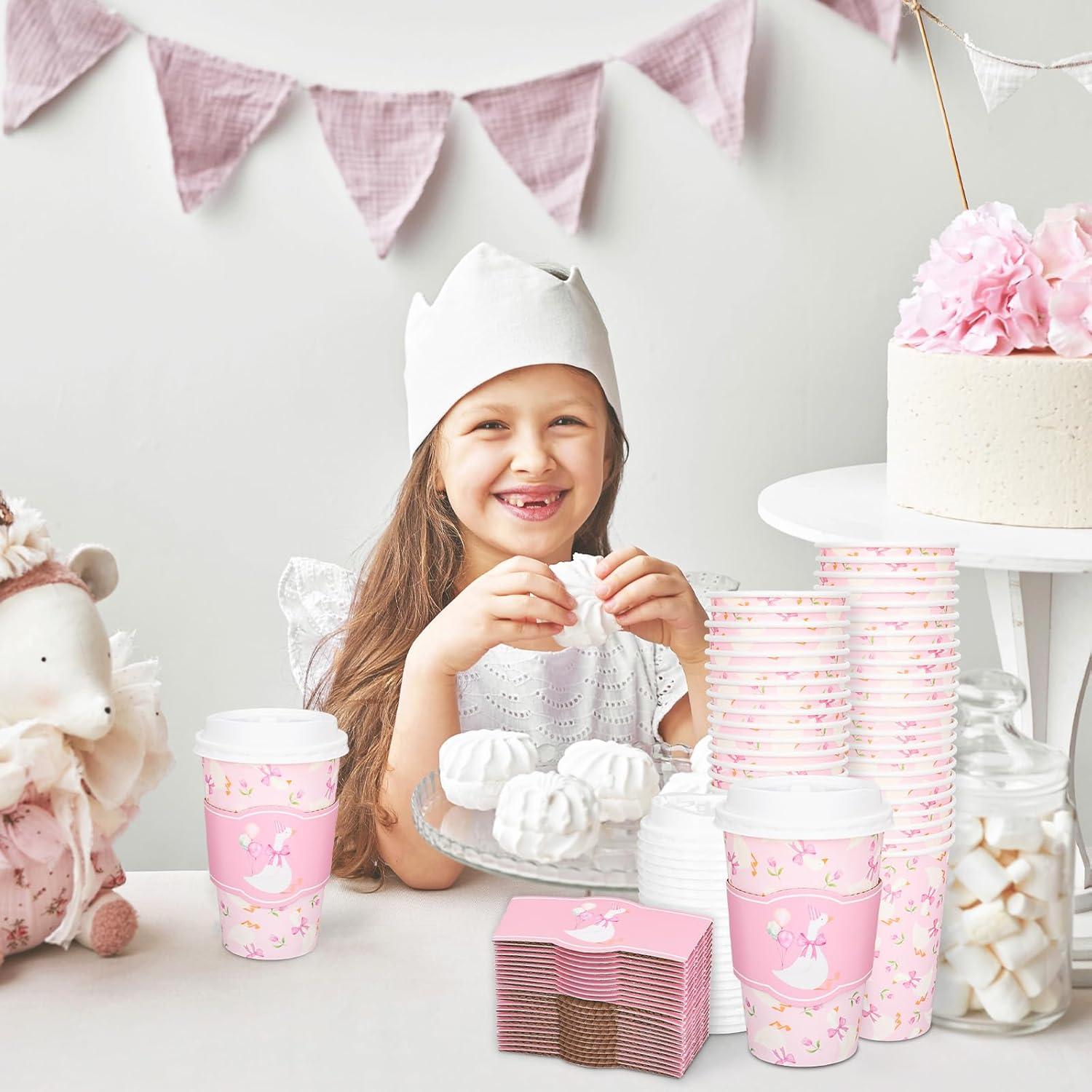 imageWhaline 50Pcs Fall Thanksgiving Pumpkin Disposable Coffee Cups with Lids and Sleeves PinkOrange Pumpkin Paper Drinking Cups for Autumn Restaurant Travel Business SuppliesOne Silly Goose