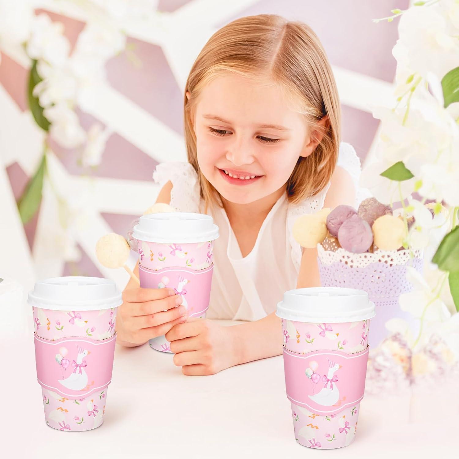 imageWhaline 50Pcs Fall Thanksgiving Pumpkin Disposable Coffee Cups with Lids and Sleeves PinkOrange Pumpkin Paper Drinking Cups for Autumn Restaurant Travel Business SuppliesOne Silly Goose