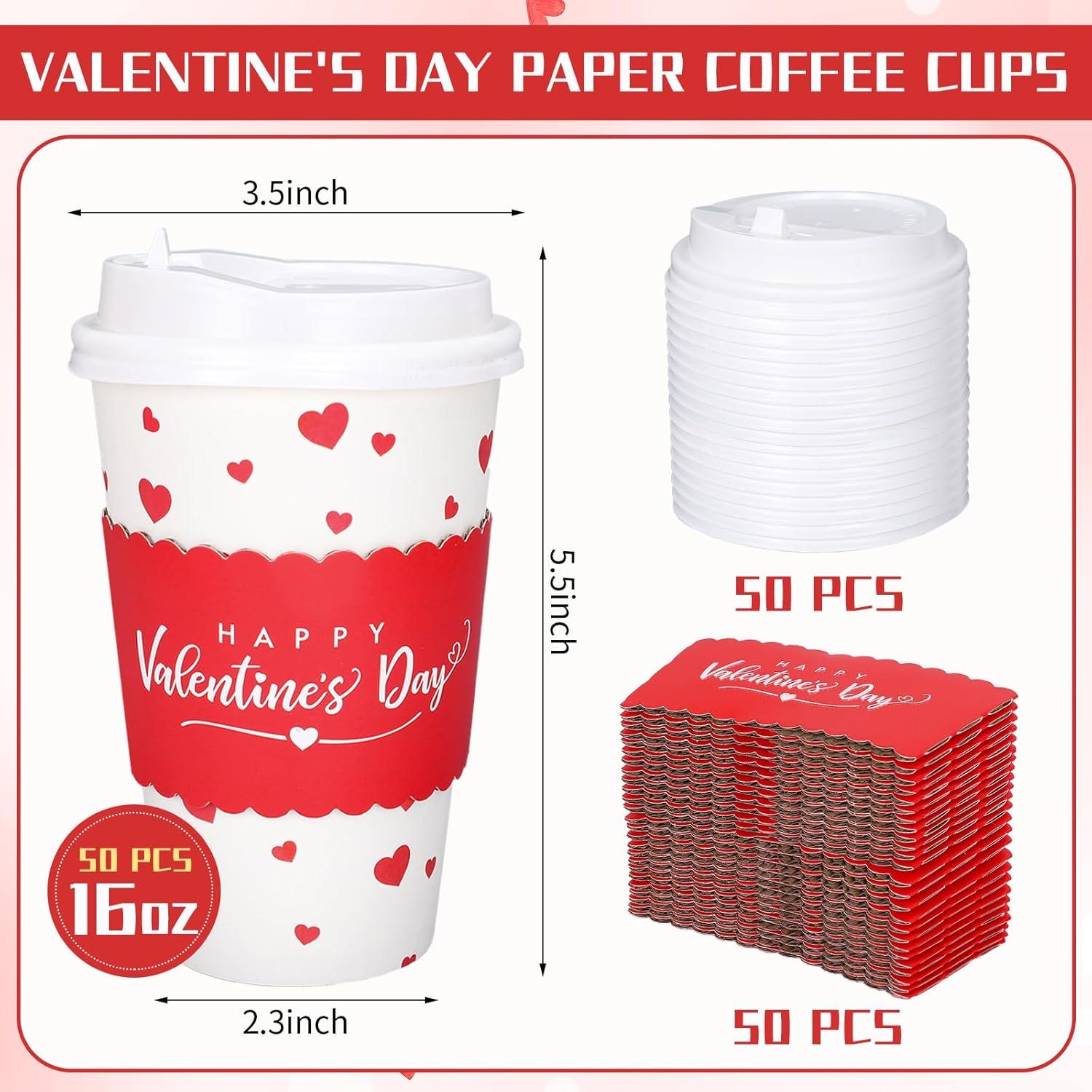 imageWhaline 50Pcs Fall Thanksgiving Pumpkin Disposable Coffee Cups with Lids and Sleeves PinkOrange Pumpkin Paper Drinking Cups for Autumn Restaurant Travel Business SuppliesValentine s Day