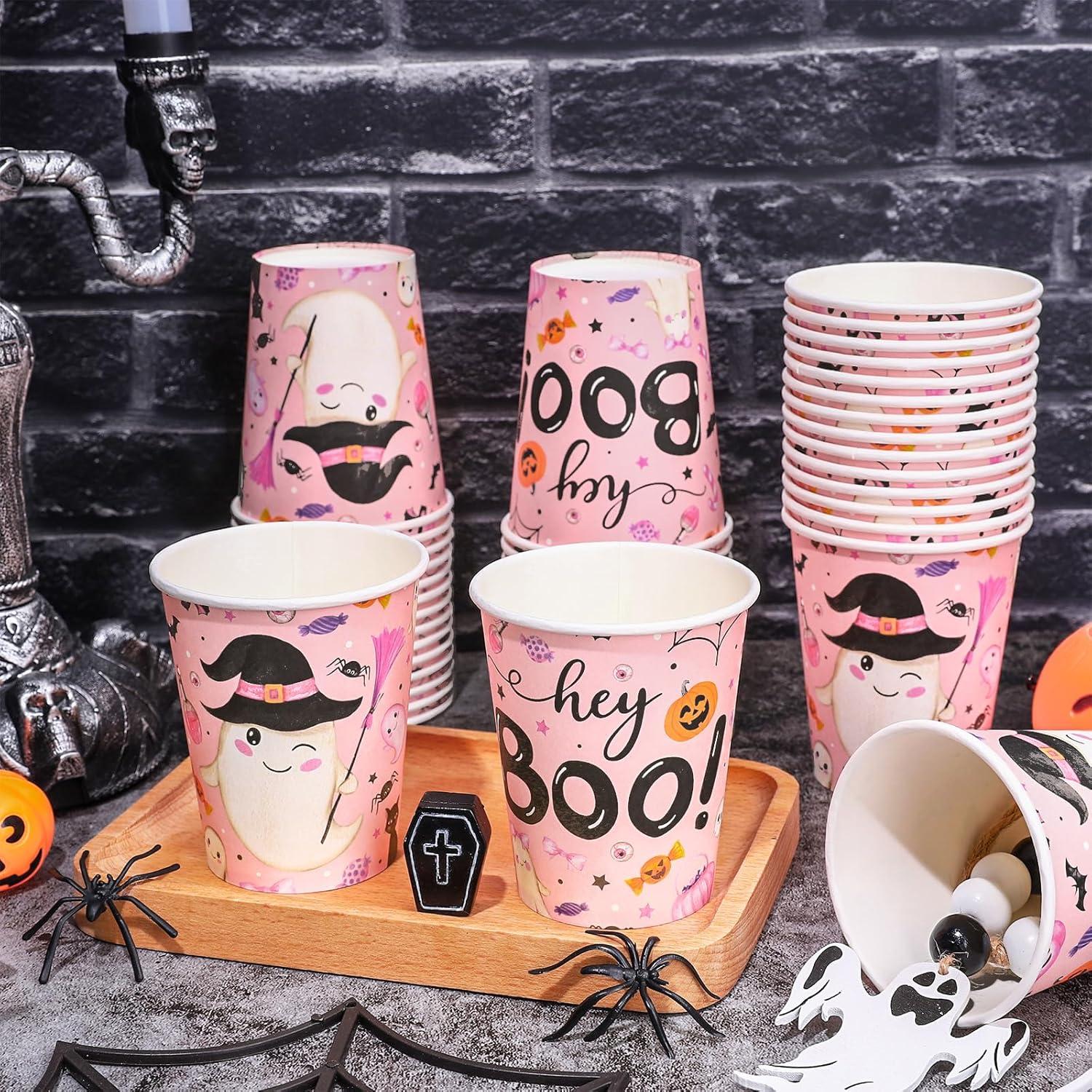 imageWhaline 50Pcs Hello Fall Paper Cups Maple Leaves Disposable Cups Bulk Autumn Thanksgiving Decorative Party Cups for Cold Hot Beverage Drinkware Table Decor Party Supplies 9 OzHalloween