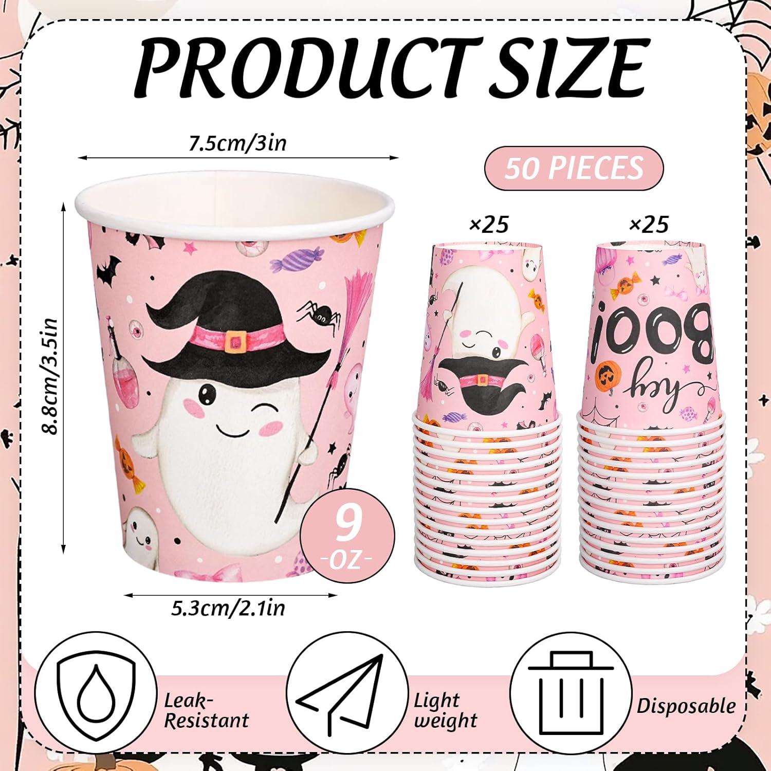 imageWhaline 50Pcs Hello Fall Paper Cups Maple Leaves Disposable Cups Bulk Autumn Thanksgiving Decorative Party Cups for Cold Hot Beverage Drinkware Table Decor Party Supplies 9 OzHalloween