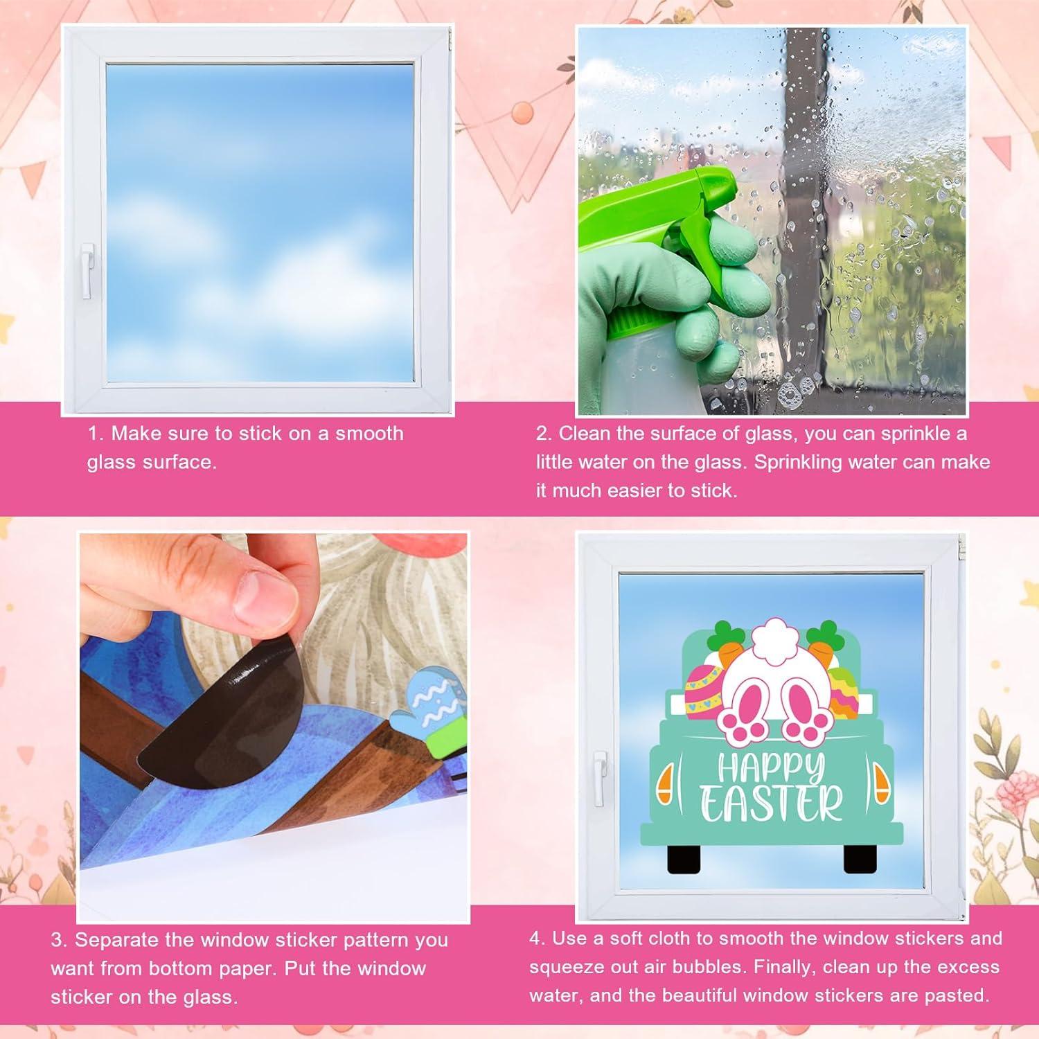 imageWhaline 9 Sheets Happy Fall Thanksgiving Window Clings Autumn Cute Cartoon Window Stickers Static Reusable Glass Decals for Harvest Party Home Classroom Office Decor SuppliesEaster