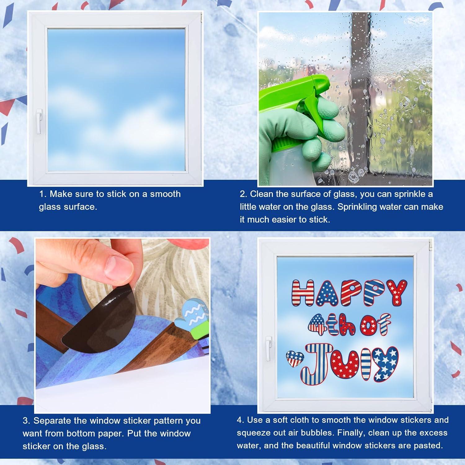 imageWhaline 9 Sheets Happy Fall Thanksgiving Window Clings Autumn Cute Cartoon Window Stickers Static Reusable Glass Decals for Harvest Party Home Classroom Office Decor Supplies4th of July