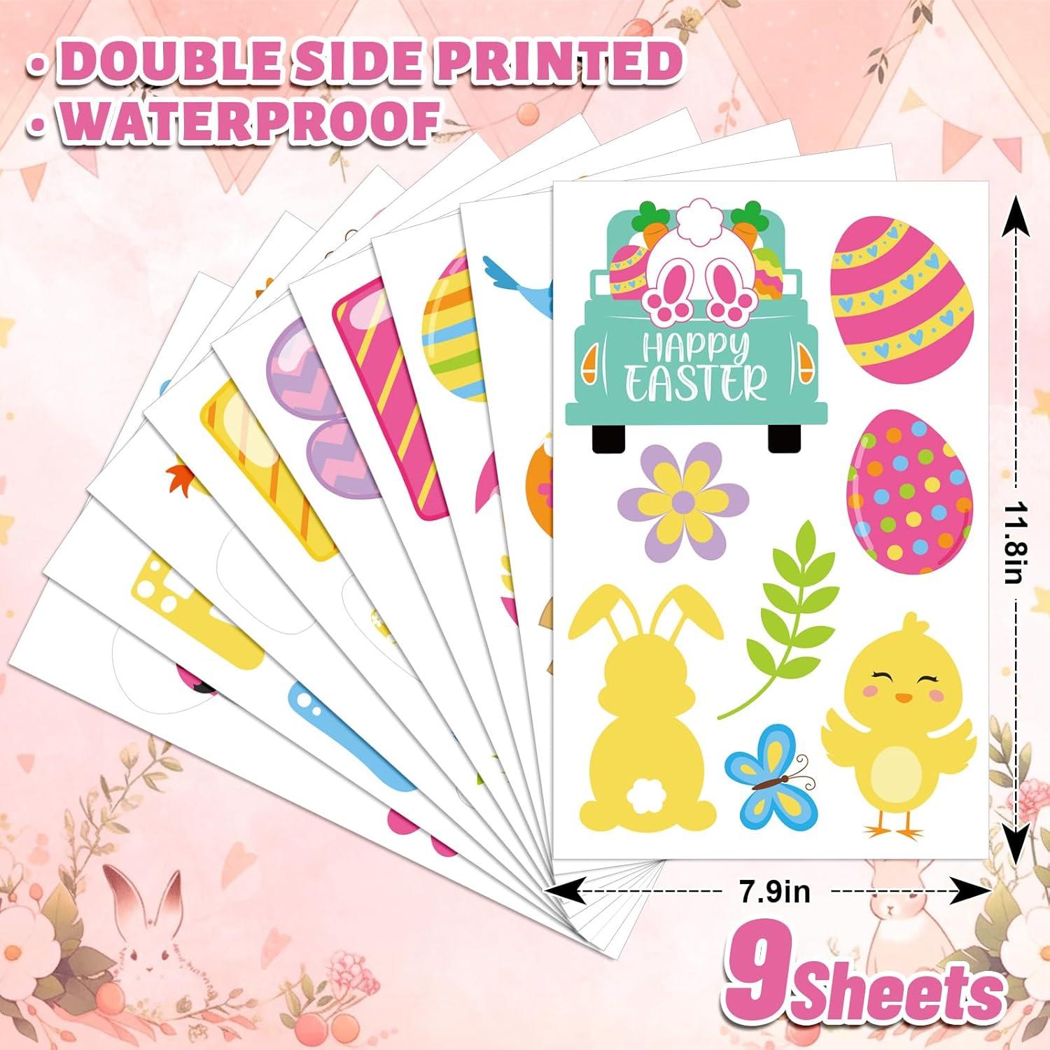 imageWhaline 9 Sheets Happy Fall Thanksgiving Window Clings Autumn Cute Cartoon Window Stickers Static Reusable Glass Decals for Harvest Party Home Classroom Office Decor SuppliesEaster