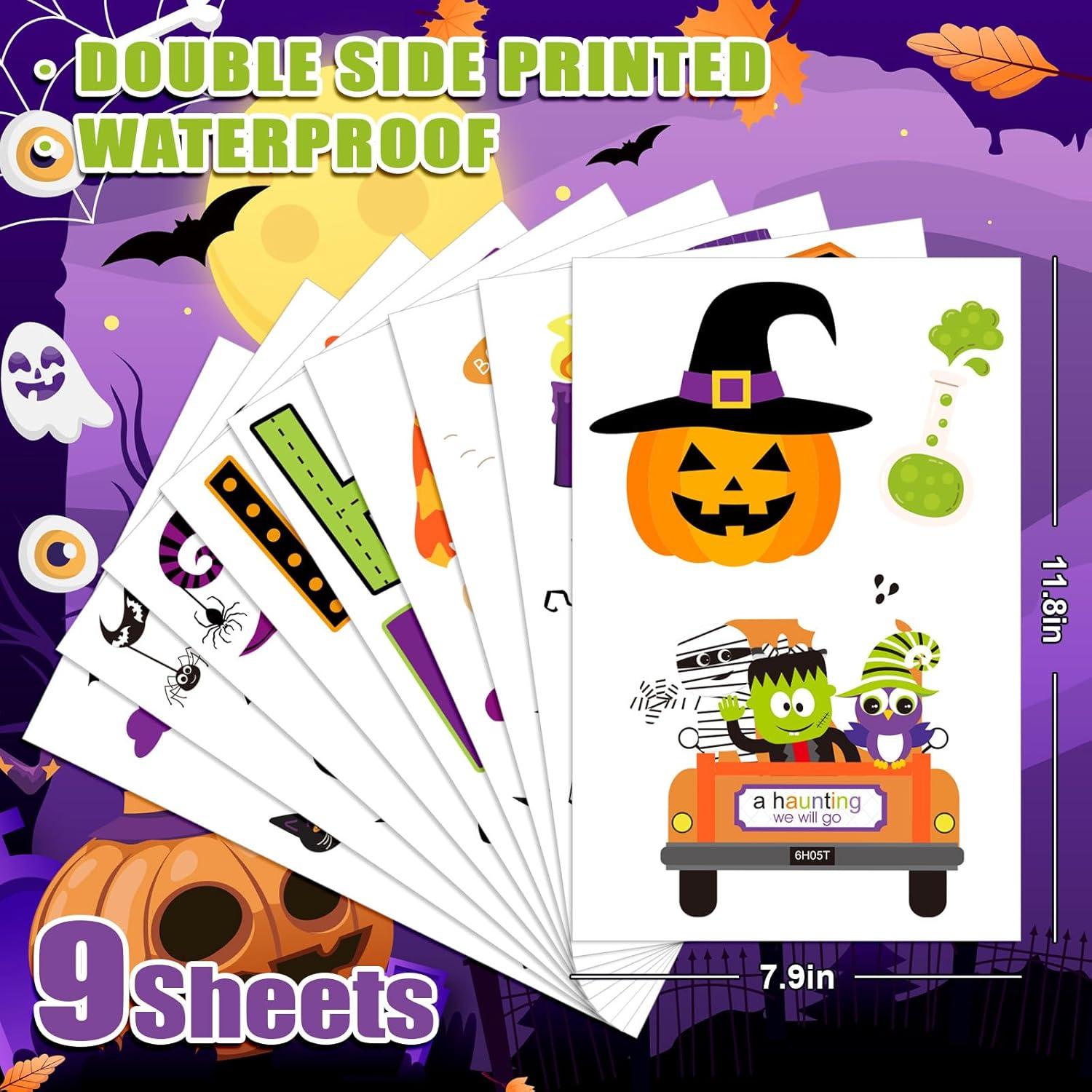 imageWhaline 9 Sheets Happy Fall Thanksgiving Window Clings Autumn Cute Cartoon Window Stickers Static Reusable Glass Decals for Harvest Party Home Classroom Office Decor SuppliesHalloween