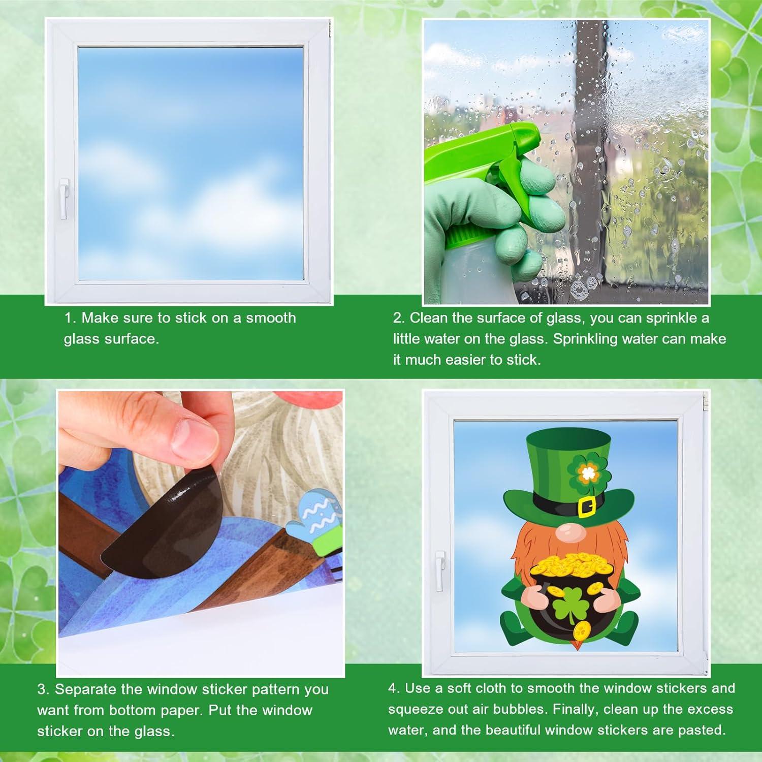 imageWhaline 9 Sheets Happy Fall Thanksgiving Window Clings Autumn Cute Cartoon Window Stickers Static Reusable Glass Decals for Harvest Party Home Classroom Office Decor SuppliesSt Patricks Day