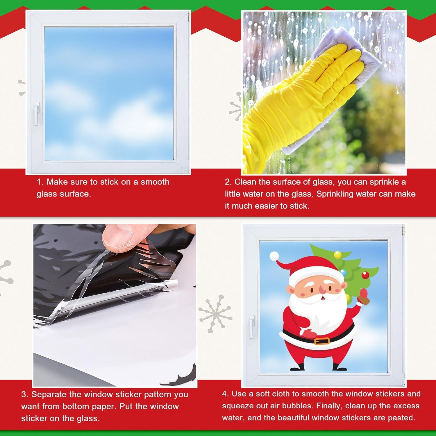 imageWhaline 9 Sheets Happy Fall Thanksgiving Window Clings Autumn Cute Cartoon Window Stickers Static Reusable Glass Decals for Harvest Party Home Classroom Office Decor SuppliesChristmas