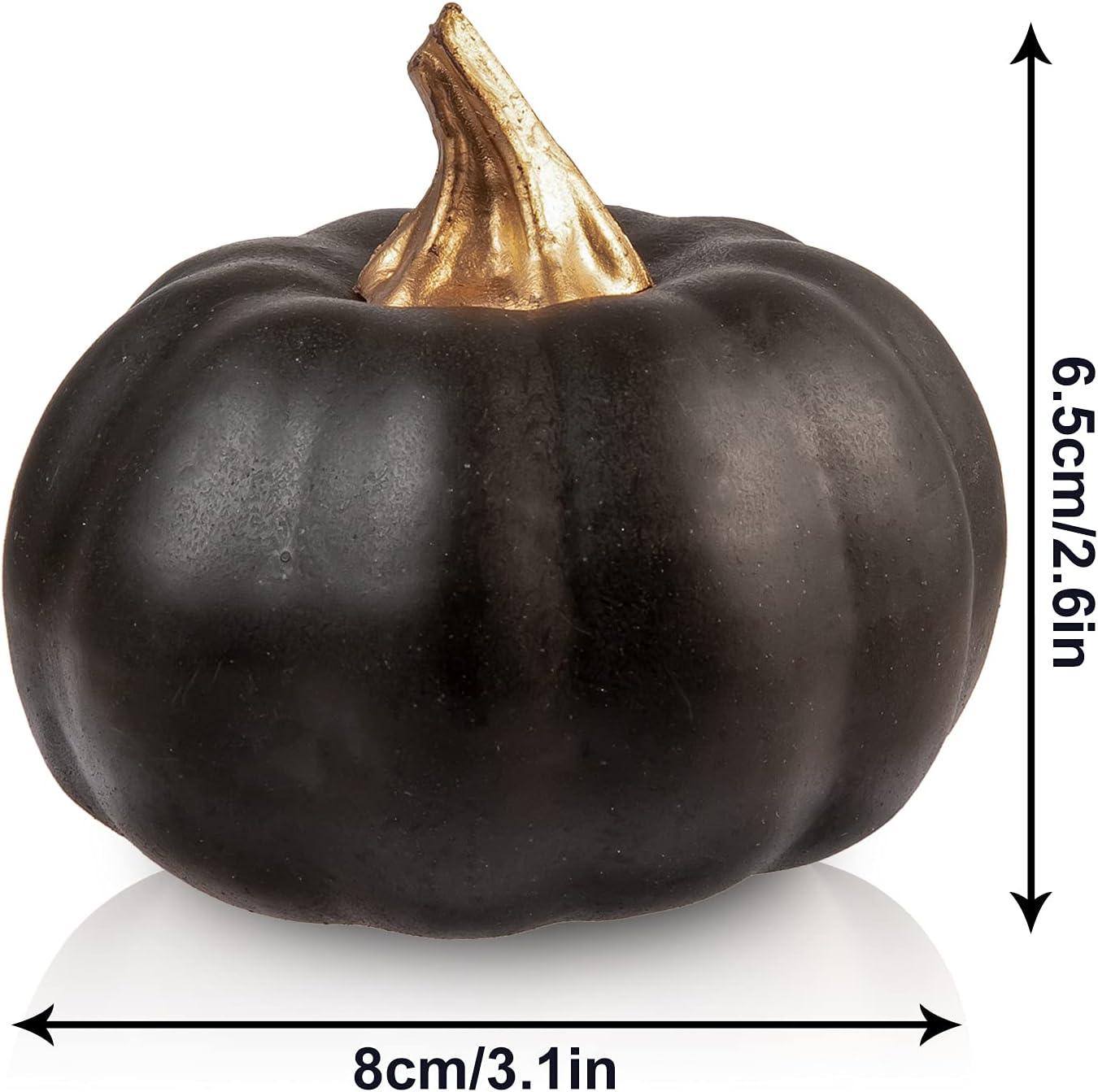 imageWhaline Artificial Pumpkins Bulk Vintage Green Fake Foam Lifelike Pumpkin for Fall Thanksgiving Halloween Home Party House Kitchen Wedding Decor12pcsBlack